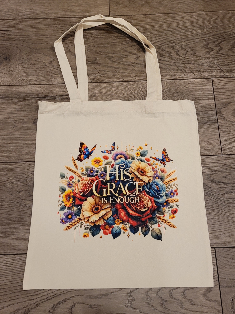Custom 'His Grace Is Enough' Canvas Tote Bag